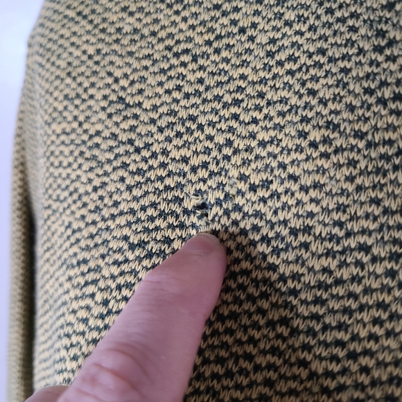 Vintage Yellow Black Stuart Sportman Thick Knit Pullover Sweater Medium FLAWS - Picture 2 of 11